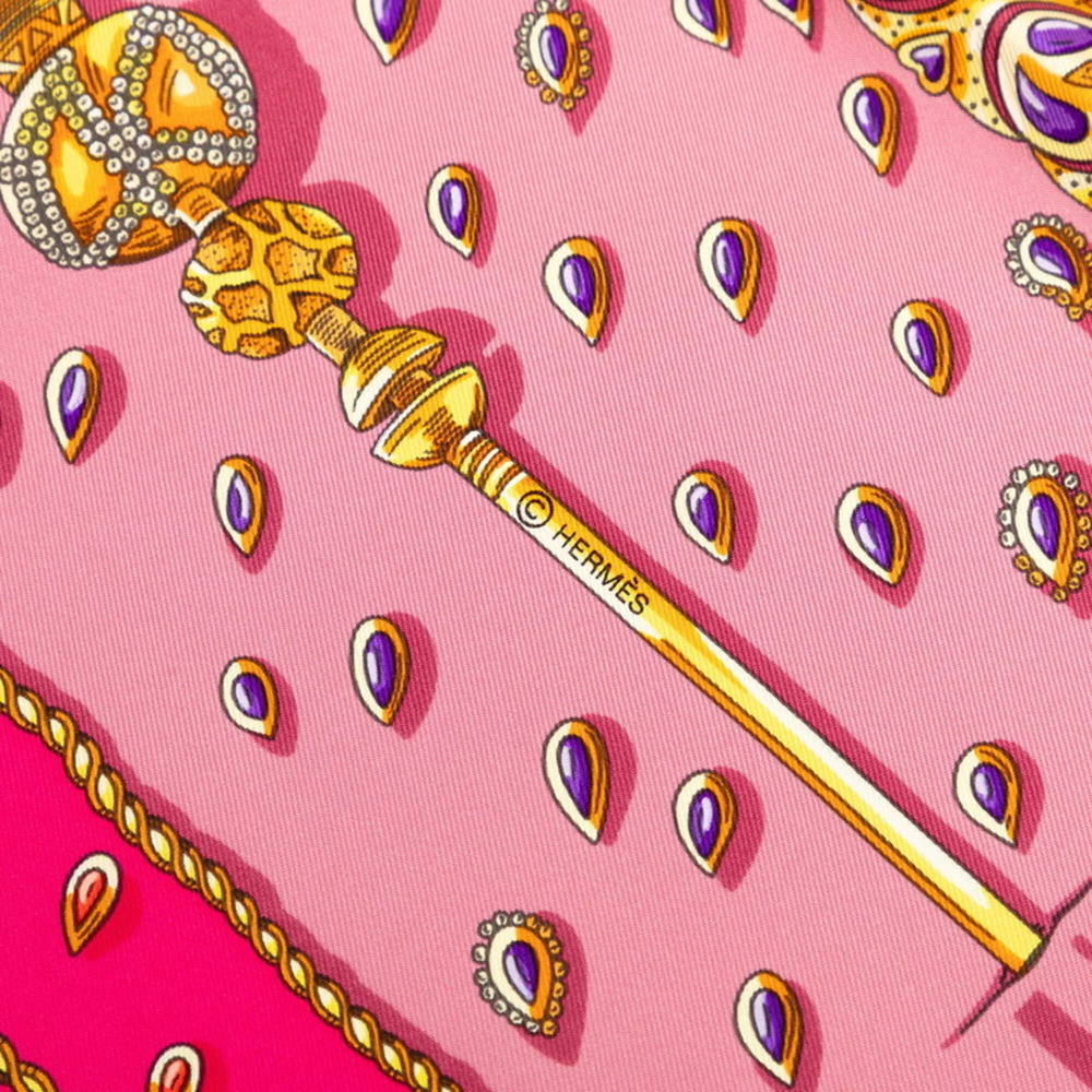 HERMES Pink Silk Scarf - Picture 5 of 7